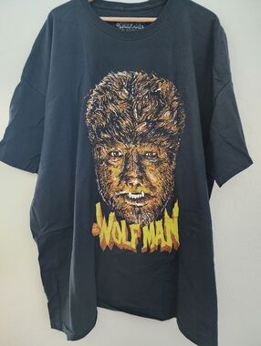 New Fright Rags The Wolf Man Graphic Tee - Black with Yellow/Orange Print, 4XL